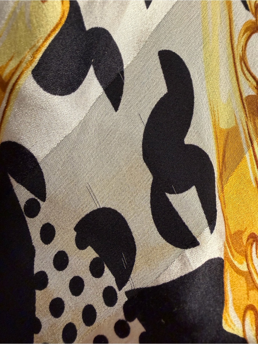 Dior Black & White Polka Dot Silk Scarf with Gold Accent - Picture 7 of 9